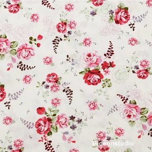 Katoenen stof roos, rode roos bloem stof Shabby chique baby katoen bloem katoenen stof voor doek tas gordijn quilten - 1/2 werf f466