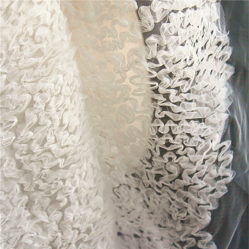3D Flower Lace Fabric White Lace Fabric Flower Flower Lace Wedding Bridal Dress Gauze Tulle L158 image 9