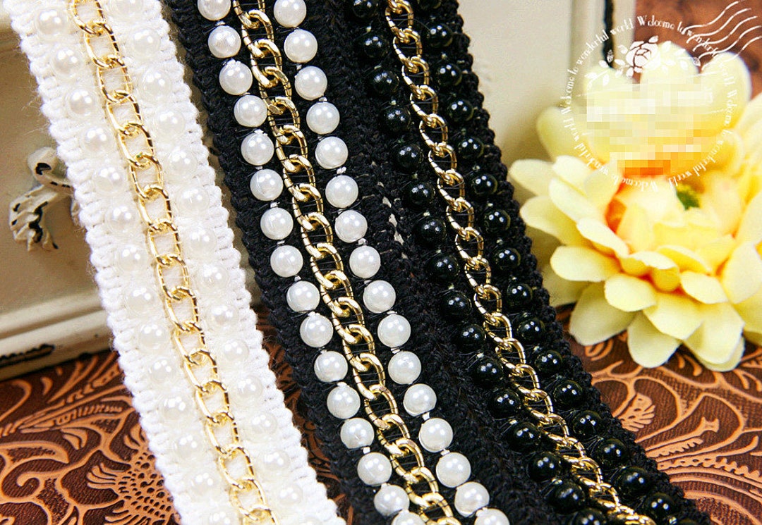 Wholesale Metal Chain Braid Decorative Pearl Lace Trim - China