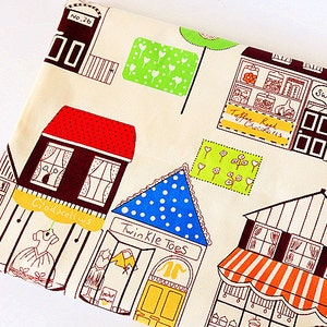 Kid Fabric Cotton Linen Fabric Street Scene Of Small Town Fabric for Cloth Curtain Quiltting 1/2 yard f236 image 3