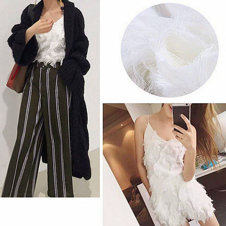 Feather Fabric Black White Feather Tassels Jacquard Fabric For Cloth Skirt Dress L162 image 3