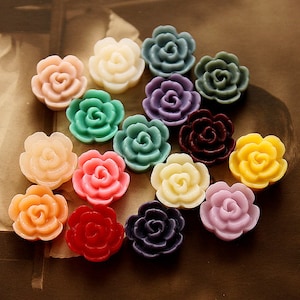 52pcs Flower Cabochons 9mm Colorful Resin Rose Floral Cameo Flat Back  s5