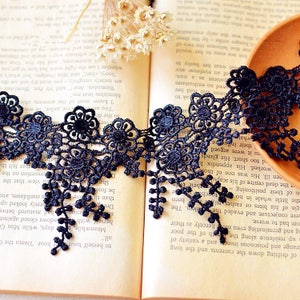 Retro Flower Lace trim Victorian Style Black Flower Lace Trim For Necklace Doll Dress Sewing Crafts r164