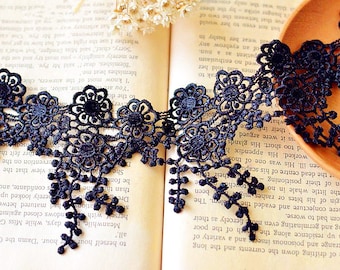 Retro Flower Lace trim Victorian Style Black Flower Lace Trim For Necklace Doll Dress Sewing Crafts r164