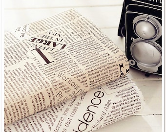 Vintage Newspaper Fabric Cotton Linen Fabric Retro English Newspaper Fabric for Cloth Curtain Quiltting - 1/2 yard h36