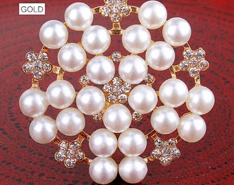 5 Large Rhinestone Button Embellishment Pearl Crystal Wedding - Etsy