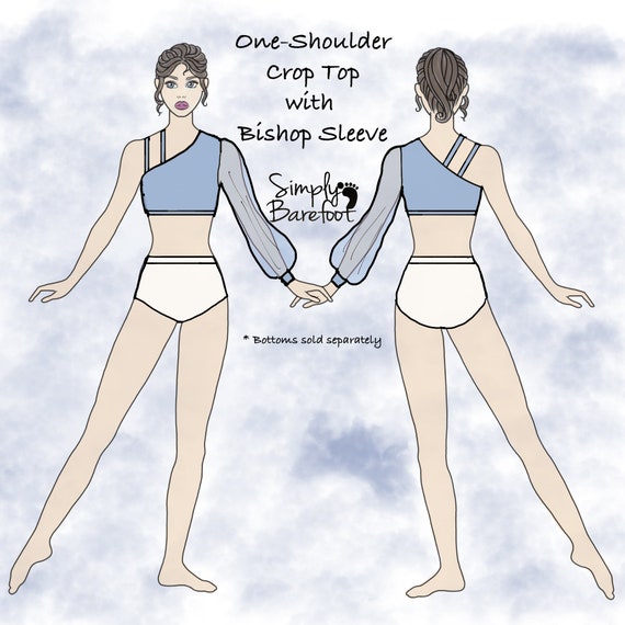 One-Shoulder Crop Top with Bishop Sleeve – Made to Order