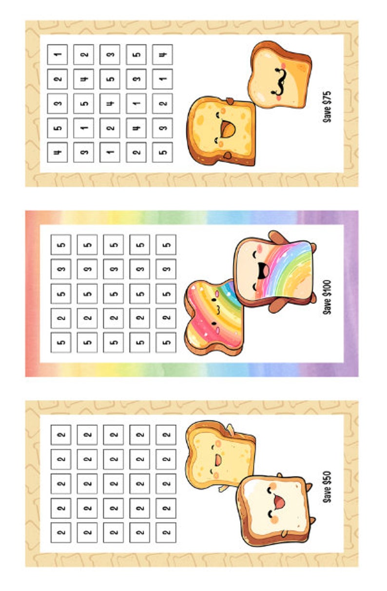 Cute Toast - Mini Savings Challenges - Digital - Etsy