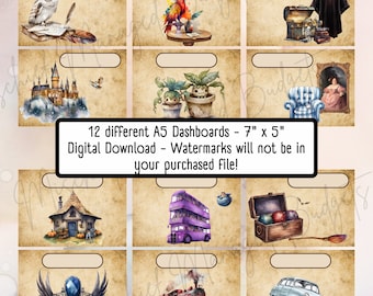 Zauberhafte Schule Dashboards - A5 Envelope Dashboards - DIGITAL - HP Inspiriert