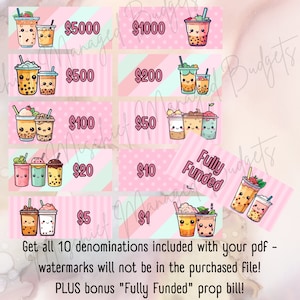Niedliche Boba Prop Geld - Cash Füllung - Geld Platzhalter - 10 Stückelung - Digital Download