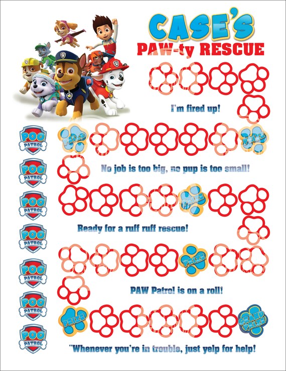 Toilet Training Chart Paw Patrol