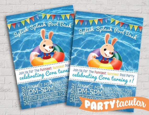 Pool Party Harry The Bunny Birthday Baby First Tv Etsy