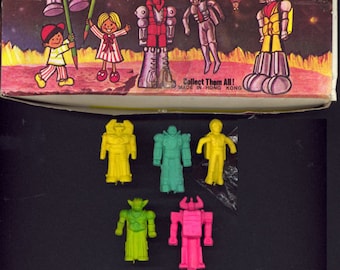Vintage Store Display of Shogun Warrior Grandizer Robot Erasers 48 uds NOS raro mazinga raydeen dragun