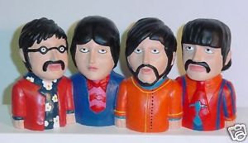 BEATLES Yellow Submarine Figural Coin Bank Beatles John Paul George & Ringo Import MIB image 1