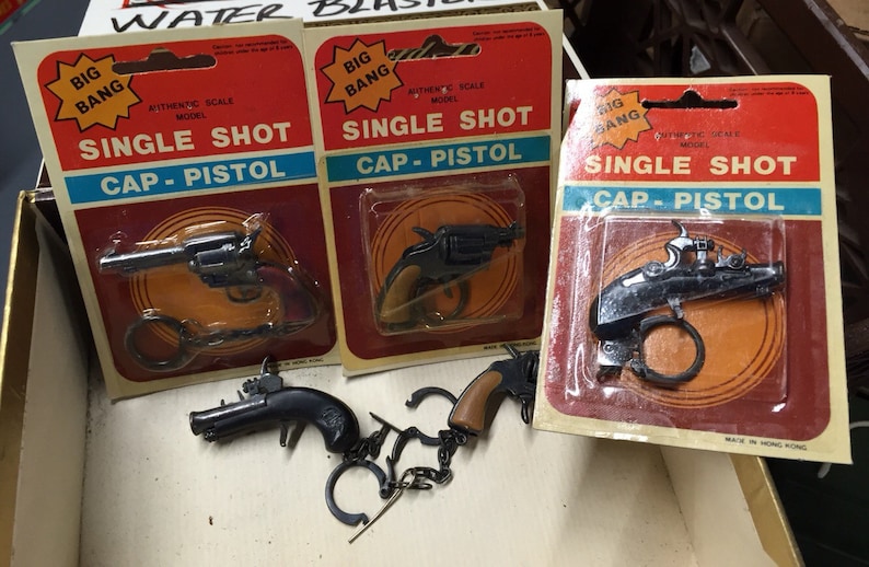 Vintage Mini Pistol Keychains Old Stock Dime Store Cap Guns Etsy