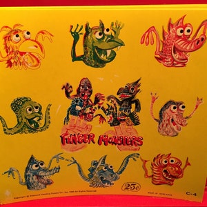 Vintage Finger Monsters vending display card
