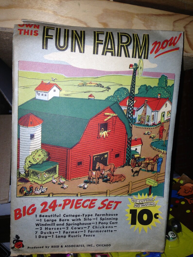 Fun Farm 1940's Paper Punch Out Toy Farm 24 Pc. Set by Etsy