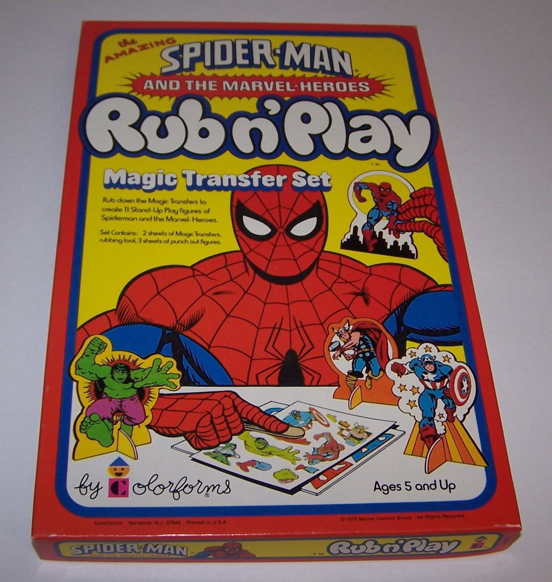 Vintage Colorforms the Amazing Spiderman Rub N' Play Transfer Set NEW ...