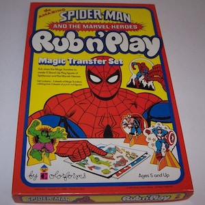 Vintage Colorforms The Amazing Spiderman rub n&#39; play transfer set NEW OLD STOCK