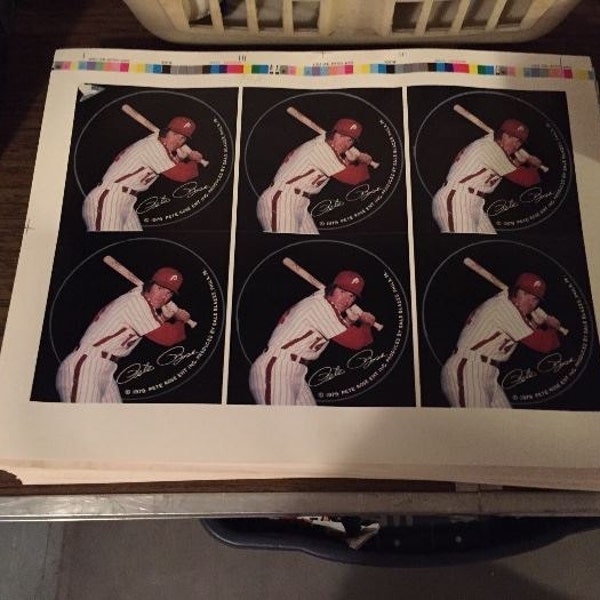 1979 Pete Rose Philadelphia Phillies photo button paper proof sheet 6 pin sheet rare