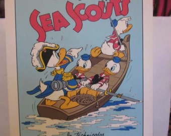 Disney Donald Duck Sea Scouts serigraph Cartoon Poster nos