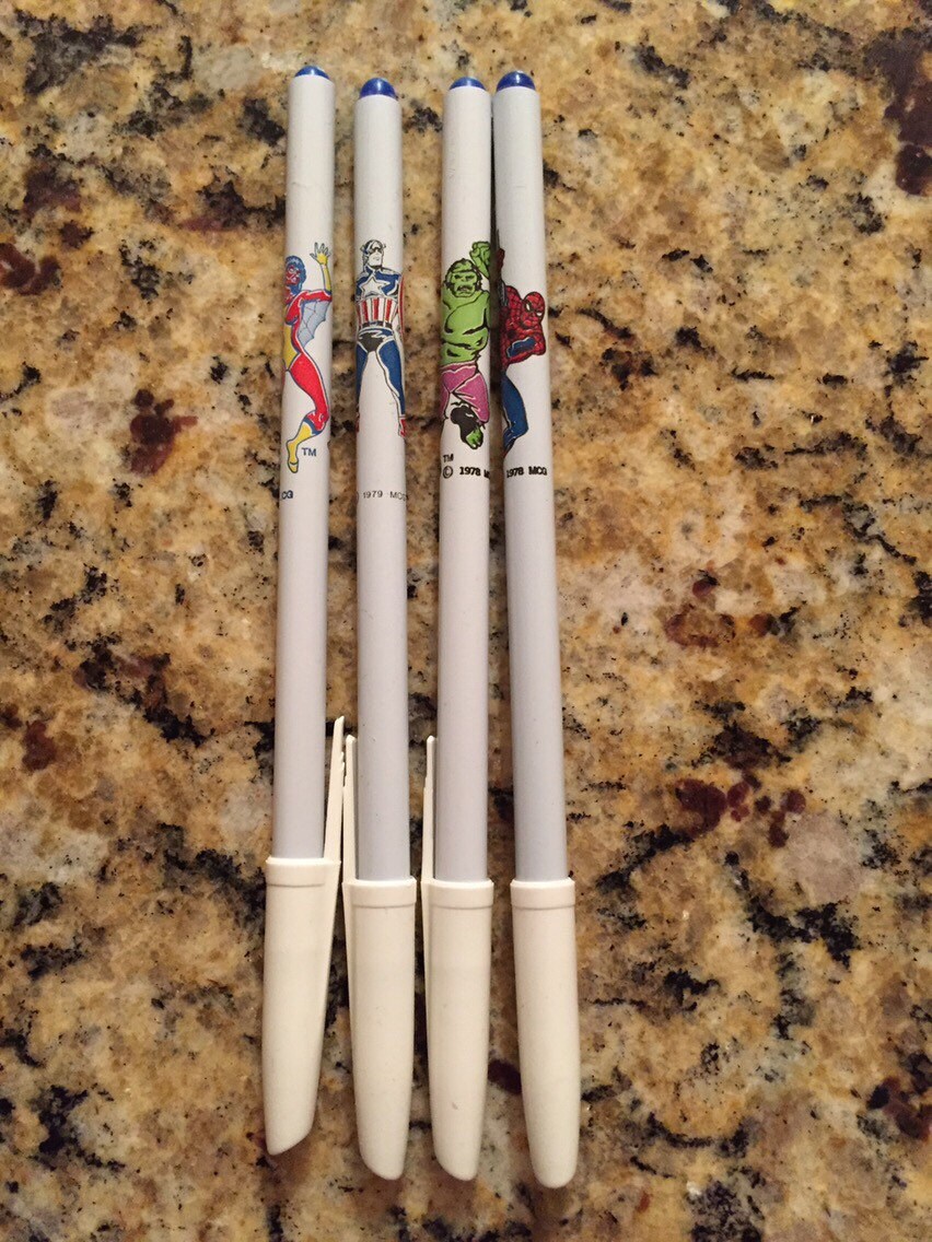 Vintage Superhero Pens Marvel Set Hulk Captain America - Etsy