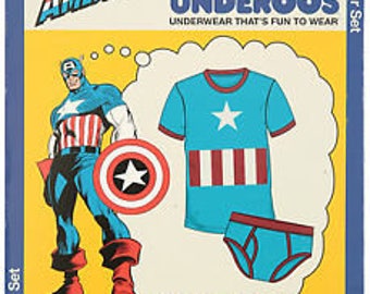 Marvel Comics Captain America Underoos Medium NIP Unused