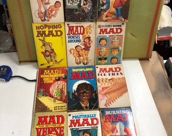 Lote vintage de 5 brochuras Mad dos anos 1960-70 com Alfred E Neuman