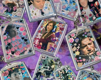 Saw Babygirlified Acrylic Photo Keychains with Star Clip. Horror movie deco keychains, great for Ita bags!