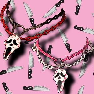 Pink Skull Knife Necklace