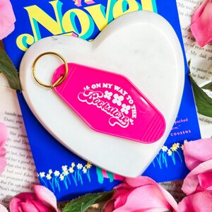 On My Way To The Bookstore Motel Keychain Bookish Accessory Cute Gift For Book Lovers Retro Keyring Bookstore Lover Keychain Aesthetic, Book
