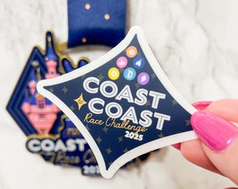 2025 Coast to Coast Race Challenge | runDisney Inspired CLEAR Sticker | Waterproof & Transparent