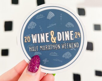 Wijn- en dinerweekend 2024 | door runDisney geïnspireerde doorzichtige sticker | Waterdicht en transparant