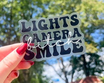 Lights Camera Smile Sticker | Taylor Swift Inspired, Waterproof Decal