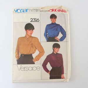 Vogue Designer Original 2316 Gianni Versace SZ 14 Wrap Blouse FF Vintage 80s
