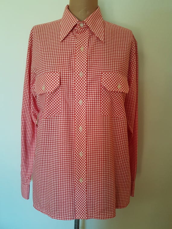 70s Vintage Mens Casual Shirt//Fletcher Jones Ging