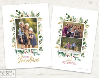 Christmas Card, Christmas Photo Card, Printable Christmas Card, Digital File, Modern, Holidays, Merry Christmas, faux gold