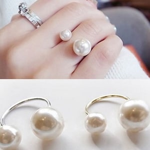 Trendy Double Pearl Ring (Adjustable)