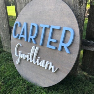 24" Round Custom Wood Name Sign | 1/2" thick letters | Custom Name Cut Out | Wood Baby Name | Nursery Name Sign | Children's Room Name Sign