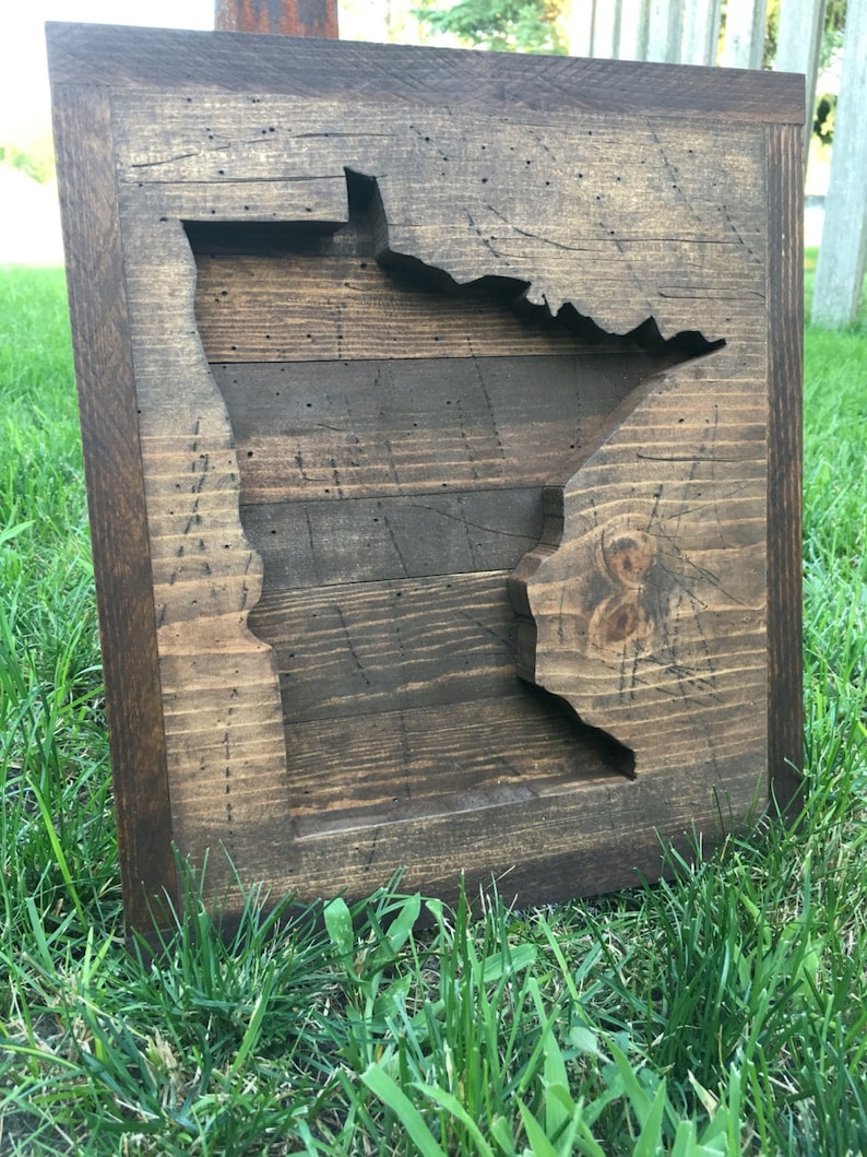 Minnesota State Wood Cutout MN Wall Art Rustic Home Decor