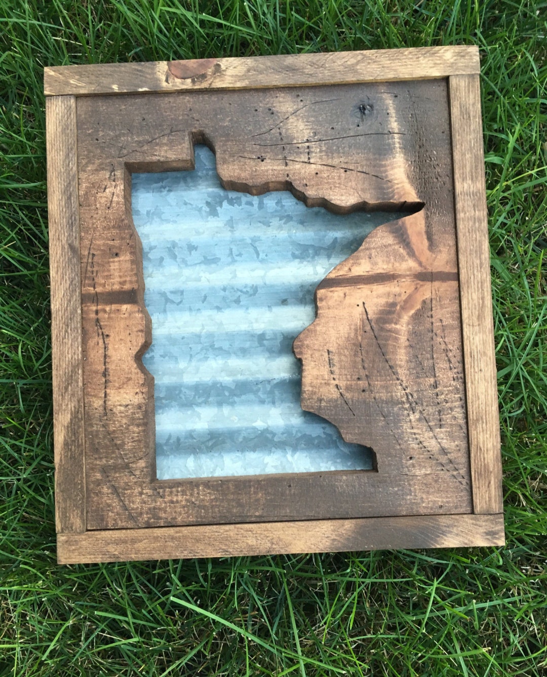 Minnesota State Wood With Corrugated Metal Background Cut Out - Etsy