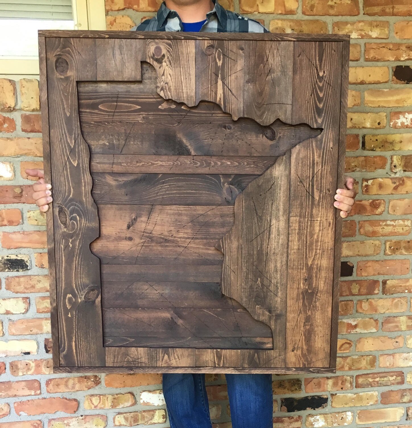 Large Minnesota State Wood Cutout MN wall art decor or Etsy