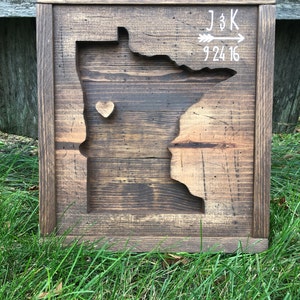 Personalized Minnesota Wood Sign | MN Wall Decor Cutout | Customizable ...