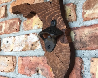 Florida Wood Wall Mount Vintage Bottle Opener | State Beer Opener | Dad Gift | Groomsmen Gift