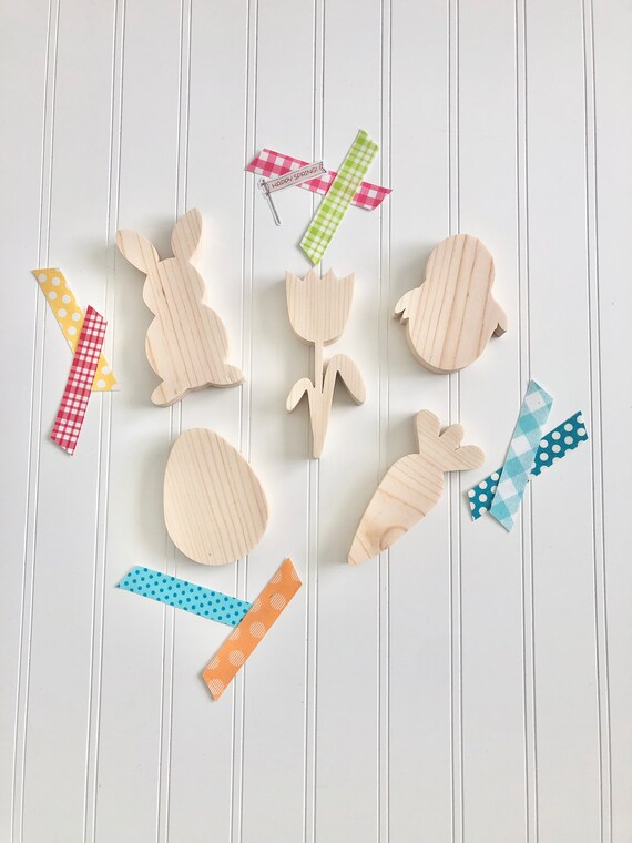 3/4” Hop into Spring and Easter DIY Wood Craft Kit | Unfinished 3/4" Spring and Easter Craft Wood Shapes Set | Ready to Ship Easter Crafts