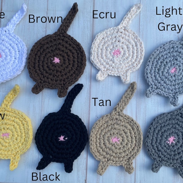 Crochet Cat Butt Coasters, Set of 4, Funny Cotton Yarn Mug Rug