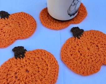 Pumpkin Coasters Set of 4, mug rugs, funny coasters, holiday, fall decor, thanksgiving coaster, gifts