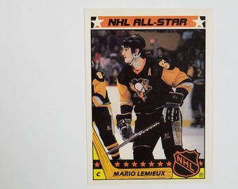 Mario Lemieux 2nd Year! 1987 Topps Hockey #11 Rare Sticker, Pittsburgh Penguins, HOF NHL!
