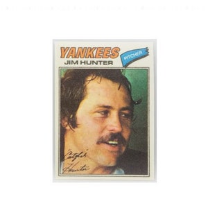 1977 Topps CLOTH #21 Jim &quot;Catfish&quot; Hunter Yankees, HOF Pitcher, Rare!