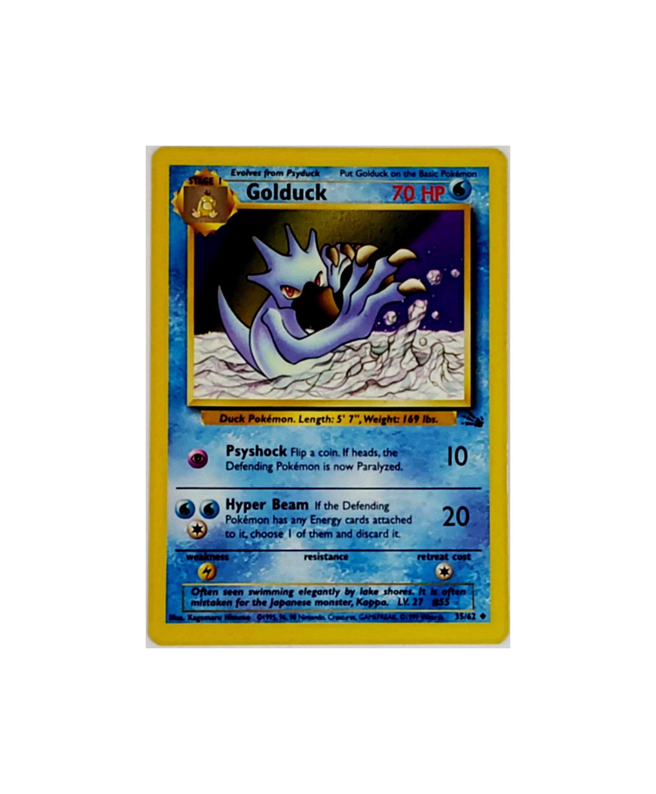 Vintage Uncommon - Golduck Fossil Non-Holo Pokemon Card 35/62 - VG